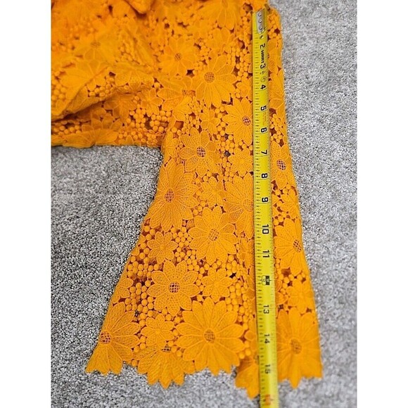 Maeve By Anthropologie Lace Half Sleeve Button Down Shirt Sunflower Yellow Sz XS - Picture 11 of 11